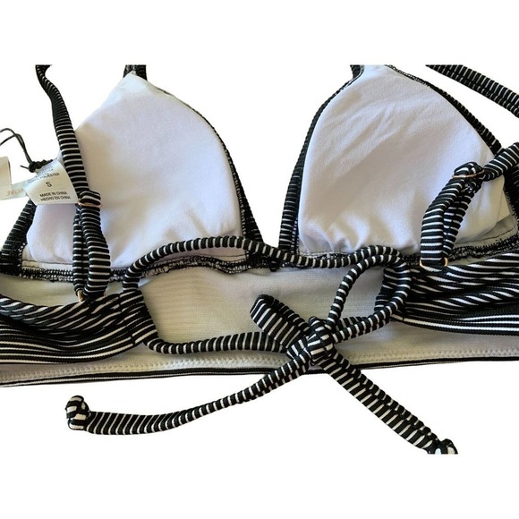 Shade & Shore Swimsuit Bathing Suit Top Black & White Size S 4-6 NWT $23 - Picture 6 of 10